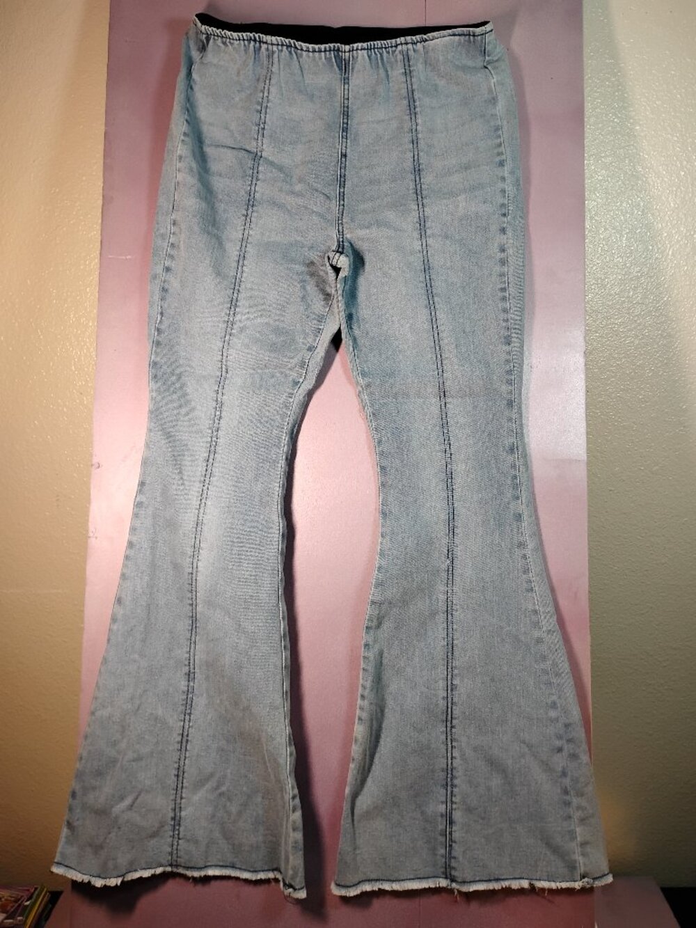 NOBO No Boundaries Light Wash Flare Jeans Womens L 11-13 Stretch Pull On Y2K
